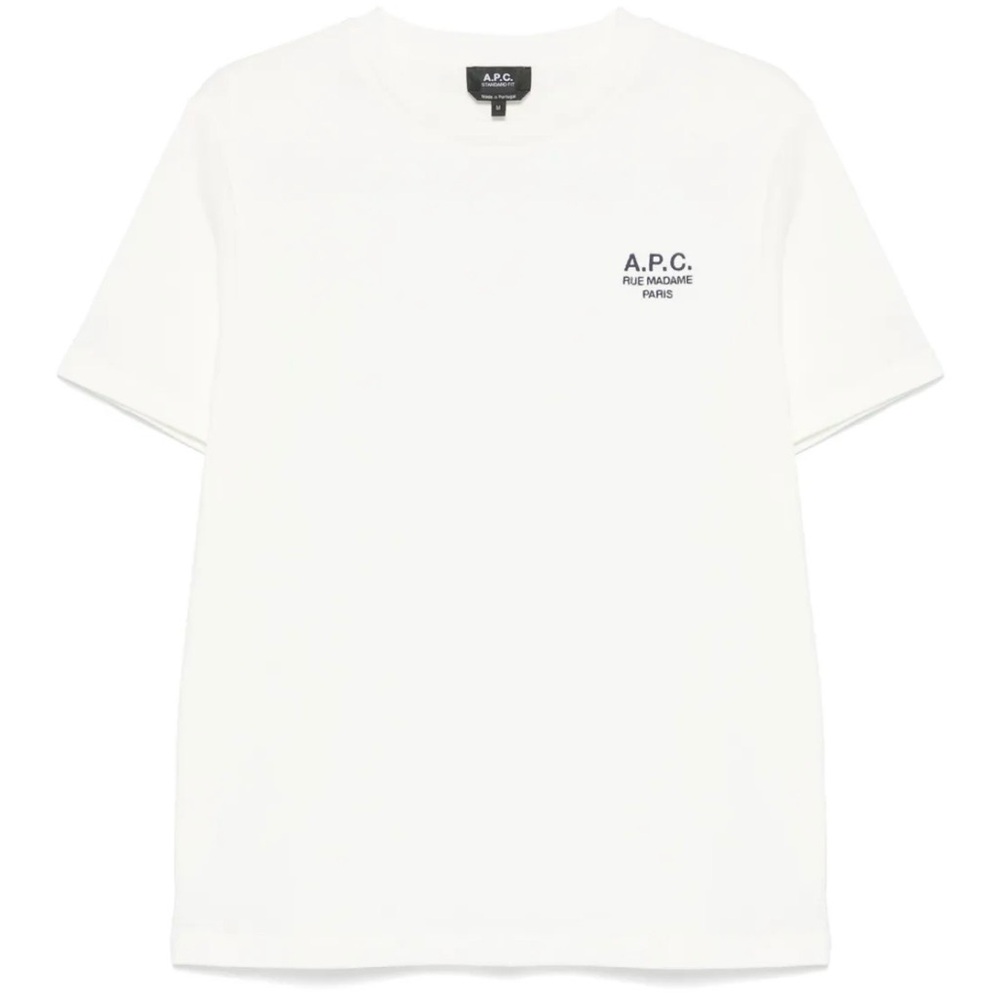 A.P.C. White Rue Madame Paris Logo Crew Tee